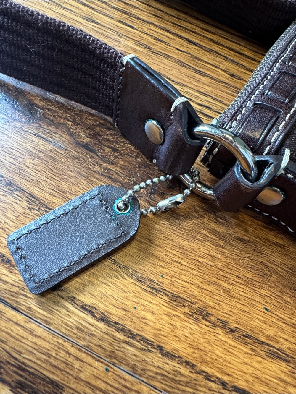 Coach Dark Brown Patchwork Crossbody with Suede, Snakeprint & Patent Stripes - Picture 6 of 9